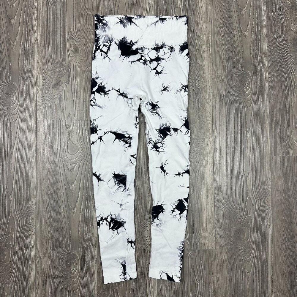 On Chic‎ Black & White Tie Dye Stretch Leggings Women’s Size S/M